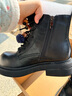 熱風(fēng)（Hotwind）粗跟馬丁靴女冬季新款英倫風(fēng)短靴小個(gè)子厚底休閑靴 01黑色 36 曬單實(shí)拍圖