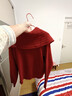 尚都比拉新年紅披肩領(lǐng)國風(fēng)毛衣女冬季含綿羊毛長(cháng)尾盤(pán)扣針織衫寬松顯瘦上衣 曬單實(shí)拍圖