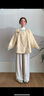 清水溪漢初一封喵函 清水溪漢初溫柔日常舒適通勤漢服女成人鵝絨改良圓領(lǐng)袍 奶黃色改良圓領(lǐng)大衣（常規里襯） 預售 S 曬單實(shí)拍圖
