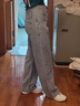 真維斯（Jeanswest）牛仔褲女2026夏季顯瘦高腰拖地直筒寬松闊腿褲潮流百搭淺藍XL 曬單實(shí)拍圖