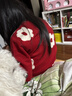 英氏（YEEHOO）女童羊毛衫兒童100%羊毛衣中大童裝新春拜年服保暖冬 紅色 140 曬單實(shí)拍圖