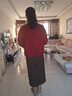 素訂女裝套裝冬季新款訂婚婚宴媽媽衣服小香風(fēng)羊毛外套+顯瘦直筒褲子 紅色外套 M 曬單實(shí)拍圖