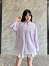Teenie Weenie小熊女裝襯衫26年春季新款簡(jiǎn)約優(yōu)雅學(xué)院風(fēng)外套式襯衣 淺紫色 S 曬單實(shí)拍圖
