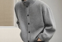 GXG男裝 立領(lǐng)簡(jiǎn)約開(kāi)衫通勤翻領(lǐng)毛衣休閑針織衫外套 2025秋季新品 淺灰1 M 曬單實(shí)拍圖