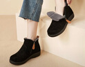 Pansy盼喜女鞋棉鞋保暖冬季羊毛短靴寬胖腳加絨舒適鞋4128 黑色 39 曬單實(shí)拍圖