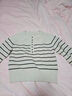 pusumede慵懶風(fēng)條紋毛衣女秋冬圓領(lǐng)顯瘦休閑百搭羊毛針織衫上衣 杏底藍條 S 曬單實(shí)拍圖