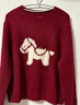 香影新年紅色圓領(lǐng)毛衣女2026春季新款本命年馬年提花釘珠針織上衣 紅色 XL 170/92A/125-140斤 曬單實(shí)拍圖