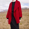 秋水伊人新年戰袍氣質(zhì)廓形羊毛大衣2025年冬季新款女裝簡(jiǎn)約紅色毛呢外套 曬單實(shí)拍圖
