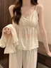 古今（GUJIN）性感純欲三件套睡衣女帶胸墊春秋家居服精梳棉外穿睡褲 曬單實(shí)拍圖