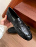 ZHR英倫風(fēng)樂(lè )福鞋軟底不累腳小皮鞋通勤工作平底單鞋女 CE105黑色38 曬單實(shí)拍圖