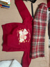 5+（FivePlus）童裝女童套裝2026馬年兒童本命年女孩新年衣服 酒紅+紅格130 曬單實(shí)拍圖
