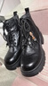 百麗（Belle）時(shí)尚串珠牛皮馬丁靴女冬季新款商場(chǎng)同款厚底增高短靴F2T1DDD5 黑色-單里 37 曬單實(shí)拍圖