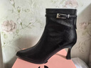 卓詩(shī)尼高跟短靴女2025秋冬季新款法式氣質(zhì)尖頭細跟單靴皮靴加絨瘦瘦靴子 黑色-絨里 38 曬單實(shí)拍圖