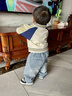 G.duck小黃鴨男童春秋季三件套外套拼色學(xué)院風(fēng)棒球服兒童時(shí)尚百搭牛仔褲 三件套G夾克+笑臉白t+牛仔褲 170 M 80cm 曬單實(shí)拍圖