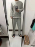 另約純棉華夫格睡衣男士春秋季新款100全棉長(cháng)袖假兩件家居服外穿套裝 灰白拼色 XL 曬單實(shí)拍圖