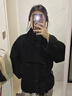 EGGKA高級感立領(lǐng)系帶收腰毛呢秋冬外套女寬松氣質(zhì)復古加厚大衣 黑色 -常規里布 M 曬單實(shí)拍圖