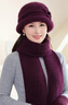 江南故事帽子女冬保暖中老年圍巾帽子手套套裝加絨媽媽時(shí)尚毛線(xiàn)帽新年禮物 玫紅色 帽子+圍巾+手套（三件套） 曬單實(shí)拍圖