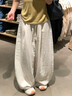 莫代爾亞麻闊腿褲子女2026春夏新款高腰顯瘦寬松直筒老錢(qián)風(fēng)女士休閑褲 曬單實(shí)拍圖