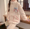 俞兆林拉鏈提花絨秋冬新款睡衣女加絨珊瑚絨兔子家居服甜美少女套裝 曬單實(shí)拍圖