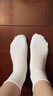 莫代爾襪子女5雙裝純棉春秋薄款中筒襪10A抗菌防臭吸汗透氣運動(dòng)白色襪子 曬單實(shí)拍圖