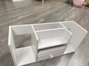 桌面置物架書(shū)桌收納架工位桌子上置物柜辦公桌文件收納架小書(shū)架 【中部抽屜款】暖白色56*18*25cm 曬單實(shí)拍圖