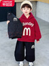樂(lè )芭鼠男童套裝冬裝三件套兒童衣服加絨加厚秋冬棉衣外套衛衣褲子中小童 黑色（棉衣外套+衛衣+褲子） 150 碼 曬單實(shí)拍圖