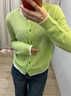 Olrain歐芮兒2026新款春季女裝通勤撞色花邊拼接長(cháng)袖軟糯毛衣針織開(kāi)衫 綠色 M 曬單實(shí)拍圖