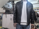 凱撒（KAISER）真皮皮衣男海寧秋冬新款頭層油蠟小牛皮真皮夾克外套男短款翻領(lǐng) 黑色（單款） L (170) 適合體重110-130斤 曬單實(shí)拍圖