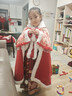 羅蒙女童保暖加厚斗篷長(cháng)款披風(fēng)超仙國風(fēng)演出服 水華紅 M 曬單實(shí)拍圖