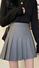 壹號鳳百褶裙女學(xué)院風(fēng)薄款胖mm大碼顯瘦高腰短裙a字裙百搭西裝半身裙夏 灰色 M 碼【100-110斤】 曬單實(shí)拍圖