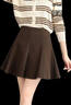 蘇醒的樂(lè )園半身裙女純色壓皺短裙a字西裝裙高腰傘裙百搭潮  咖色  M  曬單實(shí)拍圖