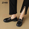 ZHR則則樂(lè )福鞋女復古一腳蹬學(xué)院制服小皮鞋女通勤舒適女鞋 AH352黑色36 曬單實(shí)拍圖