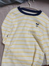初語(yǔ)含羊毛軟糯條紋針織衫女2025秋季新款打底T恤外穿時(shí)尚上衣 黃條 S 曬單實(shí)拍圖