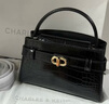 CHARLES&KEITH鱷魚(yú)紋凱莉包手提斜挎婚包包女包生日女神節禮物CK2-50270880-1 Black黑色 S 曬單實(shí)拍圖