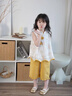 班喜迪女童套裝夏裝新款寶寶周歲禮服兒童無(wú)袖上衣褲子中式國風(fēng)童裝漢服 黃色 110 曬單實(shí)拍圖