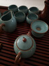 唐豐（TANGFENG）汝窯茶具套裝家用輕奢高端陶瓷功夫茶杯開(kāi)片可養泡茶器全套帶茶盤(pán) 千川+天青西施壺9頭宇輝同行同款 曬單實(shí)拍圖