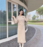 香影法式鏤空針織上衣套裝裙女2025冬季新款流蘇半身裙氣質(zhì)兩件套 淺卡其 S 曬單實(shí)拍圖