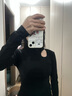 浪莎半高領打底衫女鏤空長袖秋冬內搭螺紋高級感黑色上衣 黑色 S 曬單實拍圖