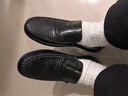 雙星皮鞋豆豆鞋男真皮軟底夏季透氣潮流鏤空懶人洞洞鞋商務(wù)一腳蹬軟底 黑色鏤空 42 曬單實(shí)拍圖