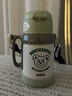 HALEIWA兒童保溫杯幼兒園水壺吸管保溫壺小狗316不銹鋼上學(xué)專(zhuān)用水杯 綠色大頭熊 400ml 吸管兩用 曬單實(shí)拍圖