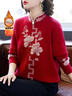 寶蓮朵（BAOLIANDUO）媽媽秋冬裝洋氣加絨加厚針織衫中年女裝減齡上衣中老年旗袍領(lǐng)毛衣 曬單實(shí)拍圖