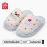 名創(chuàng  )優(yōu)品（MINISO）彩點(diǎn)狗狗卡通趣味毛毛居家鞋女秋冬可愛(ài)棉拖鞋月子鞋白藍40-41 曬單實(shí)拍圖