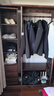 竹槿實(shí)木衣帽架穿衣鏡組合家用落地掛衣架置物架房間多功能收納衣服柜 【烏金木】120cm-包安裝 曬單實(shí)拍圖