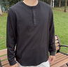 名創(chuàng  )優(yōu)品亨利領(lǐng)長(cháng)袖t恤男春季華夫格男士打底衫寬松內搭上衣Z 黑色 2XL    曬單實(shí)拍圖