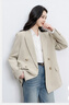 三彩2026春季新款休閑西裝外套雙排扣正肩小西服中長(cháng)寬松氣質(zhì)Z 曬單實(shí)拍圖
