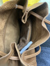 裘真38節禮物008水桶包女斜挎通勤大容量真皮復古小眾植鞣牛皮包包 大象灰-大號 曬單實(shí)拍圖