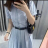妙奕嘉連衣裙女士裙子女夏季2026年新款夏天新品高檔長(cháng)裙小個(gè)子顯瘦女裙 藍色格紋襯衫連衣裙【配腰帶】 M 【建議85-100斤】 曬單實(shí)拍圖