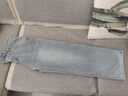 韓都衣舍加絨加厚高腰直筒牛仔褲女2025冬款垂感顯瘦保暖窄版拖地褲 曬單實(shí)拍圖