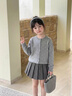 饞嘴狗（CHANZUIGOU）童裝女童慵懶愛(ài)心波點(diǎn)開(kāi)衫2026春季新款洋氣百搭毛衣針織衫 灰色 170 cm 曬單實(shí)拍圖