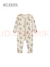 Milkbarn2026春夏新品嬰兒長(cháng)袖連體衣寶寶可愛(ài)印花哈衣男女童爬服 米色兔兔 80cm 曬單實(shí)拍圖